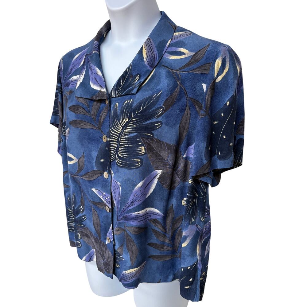 Vintage Tropical Print Short Sleeve Button Down Shirt size 16W - Picture 6 of 9